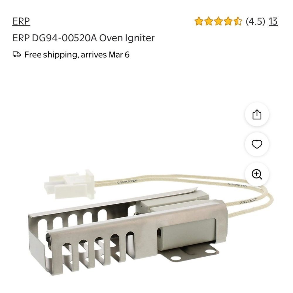 ERP DG94-00520A Oven Igniter for Samsung range oven - Picture 4 of 5